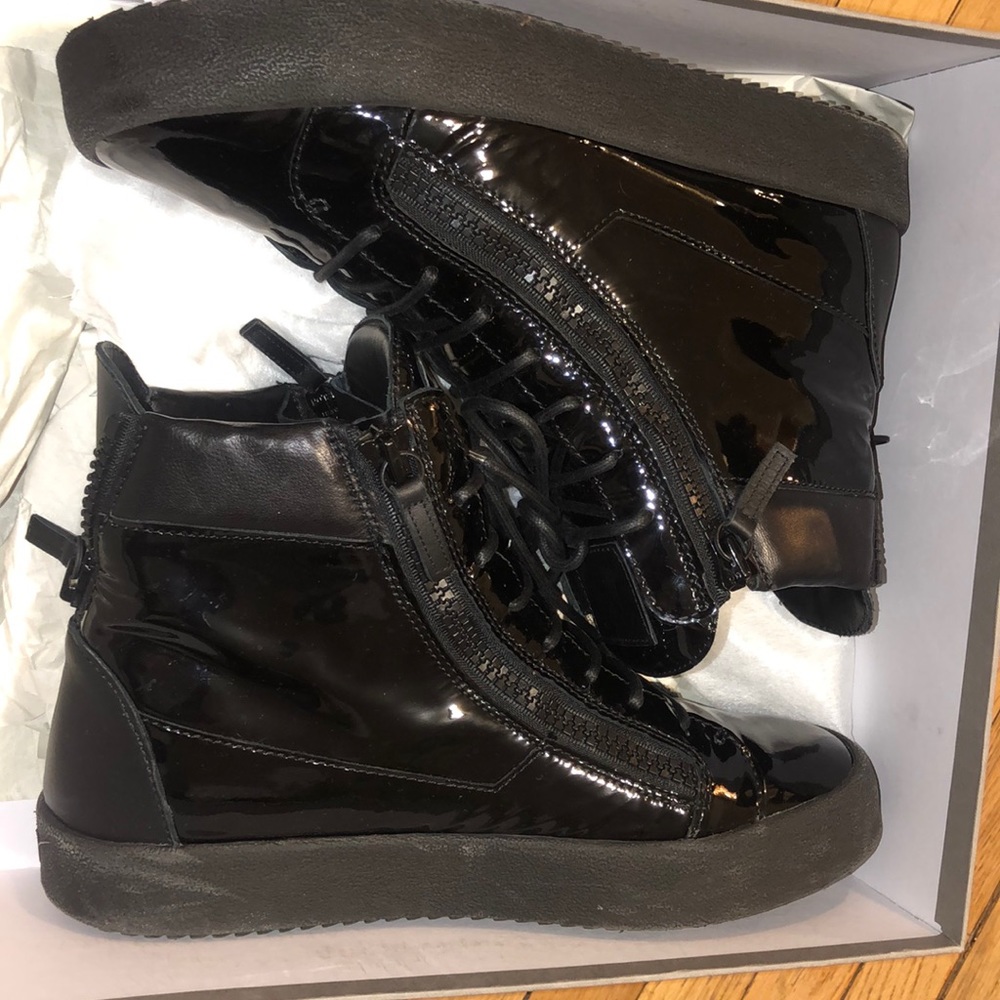 Giuseppe Zanotti pattern leather black sneakers